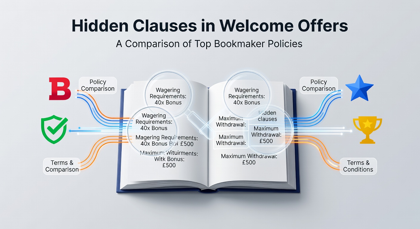 Fine print details highlighted in a bookmaker welcome offer contract, symbolizing overlooked terms