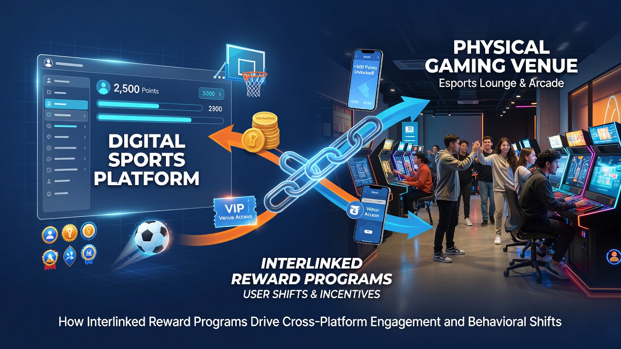 Data visualization showing player movement trends between sportsbooks and casinos driven by reward program connectivity