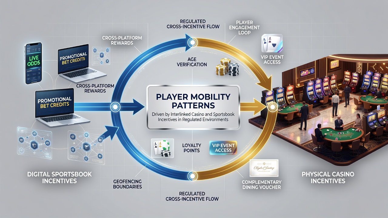 Chart illustrating percentage of players alternating between sports betting and casino games under linked incentive programs