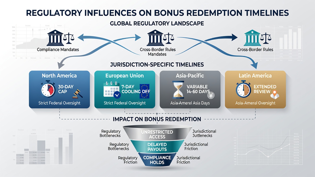Chart showing comparative bonus redemption periods in various international jurisdictions