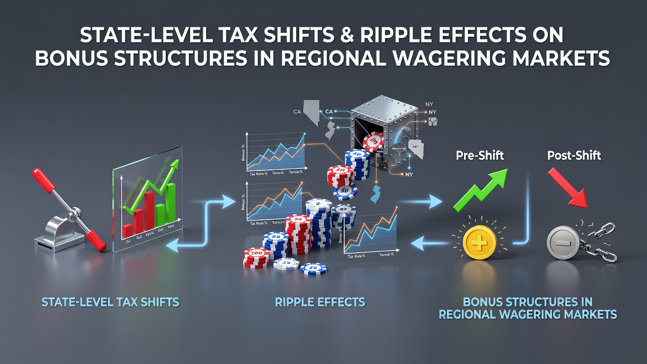 State tax policy documents and regional betting market charts illustrating shifts in wagering regulations