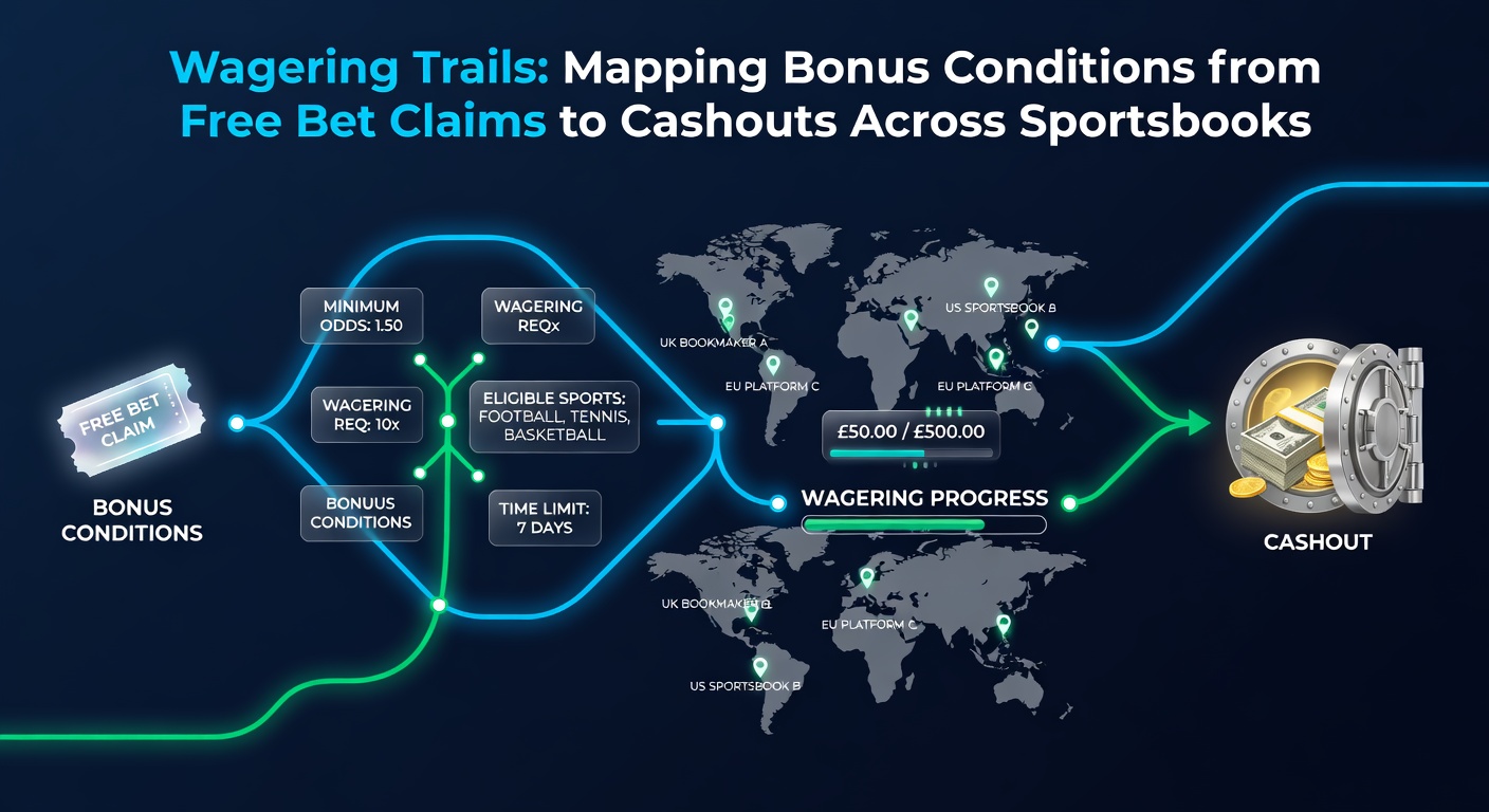 Comparative chart of wagering trails for DraftKings, FanDuel, and BetMGM, showing rollover multipliers and cashout timelines
